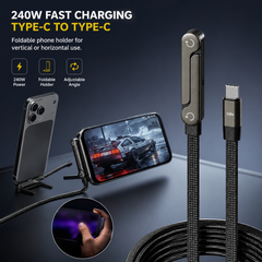 240W Fast Charging Cable with Phone Stand — Game & Charge